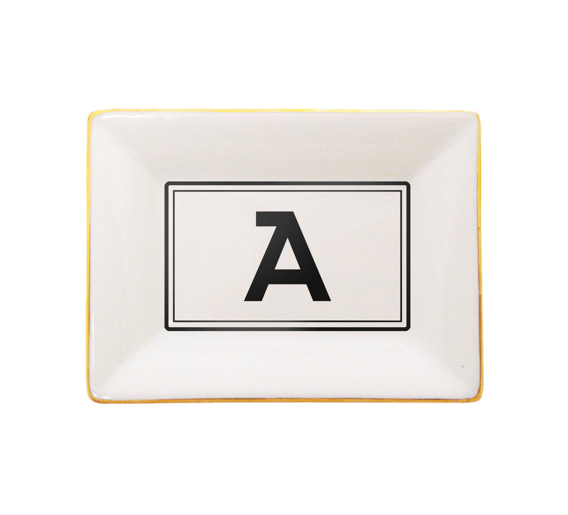 Porcelain Initial Catchall Tray | Brooklyn | Black